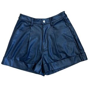WEWOREWHAT Black Faux Leather High-Waisted Shorts Size 25